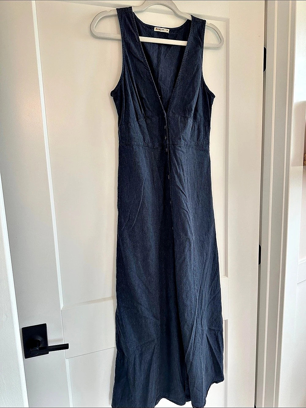 Marine Layer Camila Maxi Dress Sleeveless Button-Front Black Medium